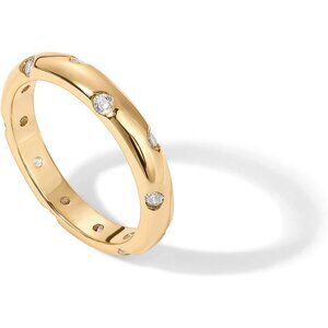 Women's 14K Gold Plated Cubic Zirconia Rings Classic Stackable Band